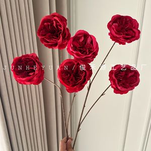 Junheyuan Artificial Rose 3-Head <b>Single</b> Branch For Wedding Home Decoration - Product Image 3