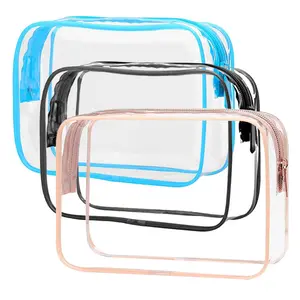 Wingtu New Waterproof Pvc Clear Makeup Bags For Women Cosmetic Bag Wholesale Logo Custom Cases Travel Toiletry Cosmetic Bags