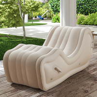 Chaise longue gonflable automatique moderne en forme de S, en PVC floqué, portable, pour salon et intérieur/extérieur, canapé paresseux