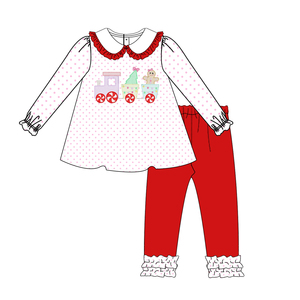 Bonitos conjuntos de ropa de Navidad para niños Otoño Invierno ropa para niños traje de niña pequeña con bordado - Product Image 4