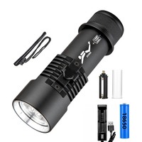 Lampe torche LED puissante P70, lumière blanche et jaune, en alliage d'aluminium, magnétique, batterie 18650, lampe torche de plongée sous-marine en eau profonde