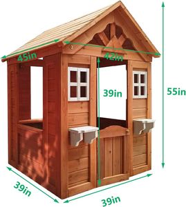 <span class=keywords><strong>Casetta</strong></span> in legno all'aperto per bambini educativo Cottage Play Set con 2 finestre e vaso di fiori titolare - Product Image 6