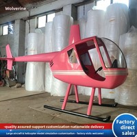 Grand modèle d'hélicoptère en fer pour le camping et les accessoires photo dans les zones touristiques, modèle statique simulé Robinson R44/R22