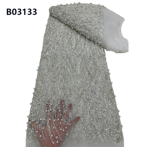 Chocoo Bán Buôn Sang Trọng Thêu Ngọc Trai Ren Vải Mới Nhất Màu Trắng Tinh Khiết Châu Phi Bridal Đính Cườm Ren Vải - Product Image 1