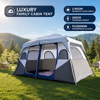 Tente de camping Oxford multi-personnes à deux étages, deux chambres, double couche, quatre saisons, nouvelle collection 2026, vente en gros, OEM/ODM, logo personnalisé, directement de l'usine