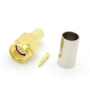 SMA Male Plug Crimp Type RF Coaxial Connector For RG58 50-3 LMR195 LMR200 RG141 cable