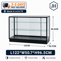 Vitrine de Comptoir Robuste en Aluminium Noir avec Verre Stratifié, Étagères en Verre Trempé et Base en Mélamine pour le Commerce de Détail