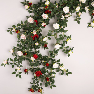 Guirnalda de Rosas Artificiales Qihao, Color Rojo, Alta Simulación, Decoraciones para Bodas, Guirnalda de Flores Planas - Product Image 3