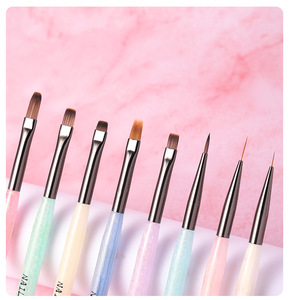 Acrylic Handle <b>Nail</b> Art Brush Nylon Liner Oval Flat UV Gel <b>Extension</b> Painting Pen for DIY Manicure - Product Image 2