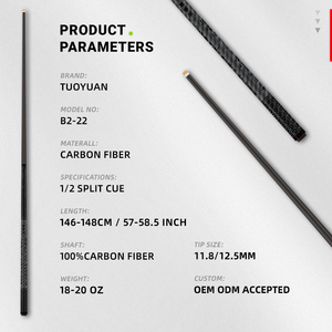 Stecca da <span class=keywords><strong>Biliardo</strong></span> in Fibra di Carbonio, Alta Resistenza, Alta Qualità, <span class=keywords><strong>Dimensioni</strong></span> Personalizzabili, 3k Twill Opaco, Asta Liscia, Stecca Divisibile in 2 Parti - Product Image 2