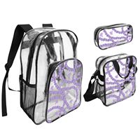 Sac à dos de pique-nique transparent de haute qualité avec impression personnalisée Maile Lei, ensemble de trois pièces en PVC, grande capacité, MOQ=1