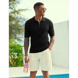 Camiseta Polo FOXA para Hombre, Cuello con Cierre de Cremallera, Manga Corta, Tejida, Transpirable, Informal, para Golf, Verano - Product Image 3
