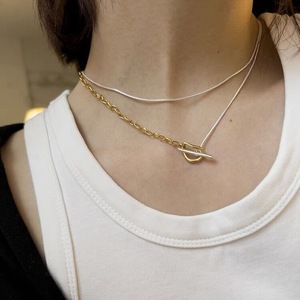 Collar de Clavícula para Mujer de Plata de Ley S925 con Cadena de Hueso de Serpiente de Doble Capa y Cierre OT, Opción de Uso Múltiple - Product Image 5