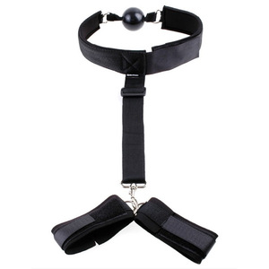 Alternative Couple Sex Toys: Red and Black Handcuffs, Neck Restraint Straps, Neck <b>Rings</b>, <b>Gag</b> Balls, Reverse Handcuffs - Product Image 1