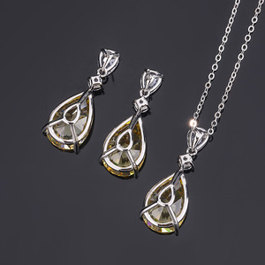 Joyería al por mayor S925 Plata artificial Diamante de alto carbono amarillo Premium Pendientes de gota 12*18 - Product Image 4