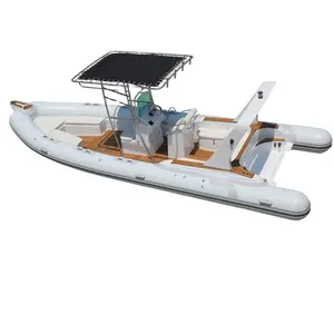 CE RIB760 hypalon Ocean deep V-shape fiberglass hull rescue rigid inflatable boat