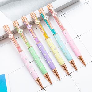 Stylo bille rotatif en métal avec cristaux et diamants créatifs, clip fleur et perle, personnalisable avec logo imprimé pour cadeaux publicitaires, vente en gros - Product Image 6