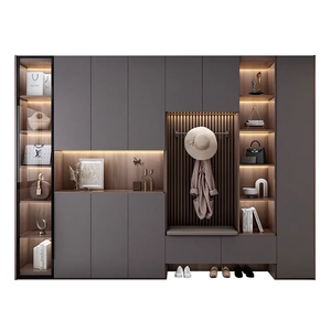 Zapatero Moderno de Madera para Entrada con Estantes de Almacenamiento y Banco, Mueble para el Hogar de Diseño Minimalista, Montaje en Suelo - Product Image 1