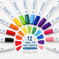 Ensemble de marqueurs à double pointe Giorgione 12 couleurs, fournitures artistiques professionnelles, pointes pinceau et pointes bille pour peinture artistique DIY