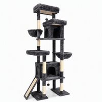 Arbre à chat multi-niveaux de luxe avec poteaux à gratter en sisal, grande maisonnette pour chat et hamac en peluche pour chats d'intérieur