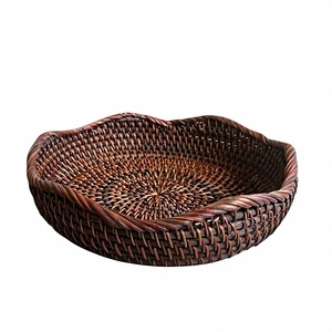 Handwoven Rattan <b>Basket</b> <b>With</b> <b>Lid</b> Natural <b>Wicker</b> Storage Organizer Home Kitchen Bathroom Decorative Storage Solution - Product Image 1