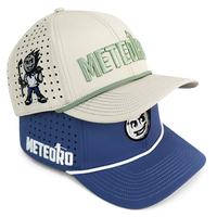 Casquette de baseball HS40 à 6 panneaux, décontractée, à visière incurvée, avec logo brodé 3D personnalisé, perforations découpées au laser et détails en corde