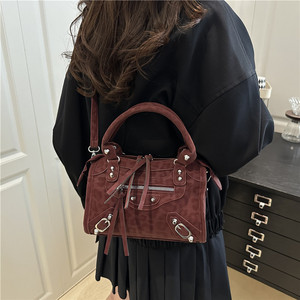 Nuova <span class=keywords><strong>Borsa</strong></span> a <span class=keywords><strong>Tracolla</strong></span> <span class=keywords><strong>Media</strong></span> Retrò di Alta Qualità in Pelle Scamosciata e Poliestere con Cerniera, Casual e Alla Moda per Donne - Product Image 2