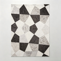 Ikat-Muster Polyester-Teppich mit Linien-Gitter Großflächige Teppiche Kristallvelours Modern für Wohnzimmer & Schlafzimmer