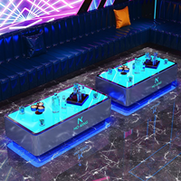 Table de bar LED personnalisée avec logo, pour discothèque, pub, table éclairée en acier inoxydable, verre trempé, miroir abyssal