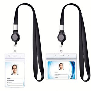 Waterproof PVC Transparent Durable Portable Retractable Lanyard Zipper Seal Office Exhibition <b>Security</b> ID <b>Badge</b> Holder - Product Image 5