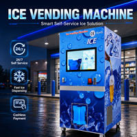 Máquina Expendedora de Hielo Automática, Máquina de Hielo de Autoservicio 24 Horas con Sistema de Embolsado para Gasolineras y Negocios de Playa