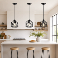 Lampe suspendue industrielle vintage en fer forgé pour îlot de cuisine, lustre noir à LED dimmable pour salle à manger – Offre spéciale