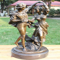 Sculpture de couple dansant en bronze sur mesure, en forme de cœur, grandeur nature, en métal moulé, figurine de fée décorative pour parc