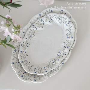 Vaisselle en céramique de style français, bleu floral, assiettes à dessert et assiettes à dîner en céramique - Product Image 6