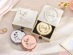 Espejo personalizado para despedida de soltera, invitado, amigo, regalo de aniversario, espejo de metal de bolsillo para maquillaje - Product Image 3