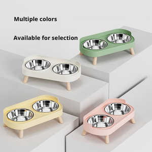 Ensemble de gamelles surélevées 2-en-1 en acier inoxydable écologique pour animaux de compagnie, double mangeoire antidérapante pour chats et chiens, avec support surélevé pour une alimentation lente - Product Image 4