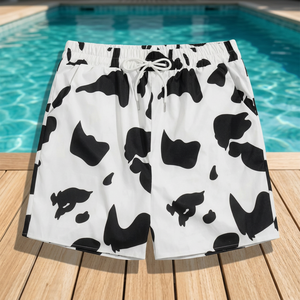 Shorts de Baño para Hombre con Estampado de Vaca, Secado Rápido, Cintura con Cordón, Traje de Baño Casual de Poliéster - Product Image 4