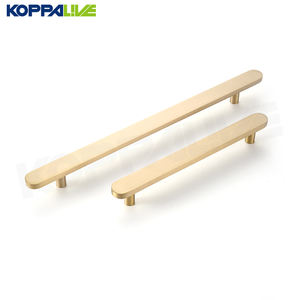 มือจับลิ้นชักตู้เสื้อผ้าสไตล์มินิมอล Koppalive สีทองหรูหรา มือจับและปุ่มตู้ครัว ทองเหลืองขัดเงา - Product Image 3