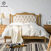 Lit double en bois massif de chêne blanc d'Amérique du Nord, style américain, 1,8 m, lit de mariage simple de style campagnard français, pour chambre à coucher