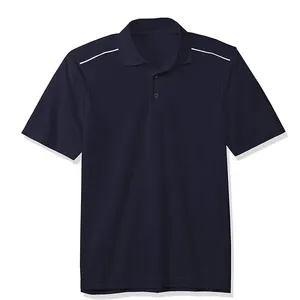 Biểu Tượng Tùy Chỉnh 65% Cotton 35% Polyester Pique Người Đàn Ông Ngắn Tay Áo Polo Áo Sơ Mi Với Đường Ống Phản Quang