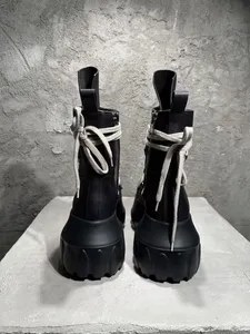 Botas de Plataforma con Cordones de Cuero Genuino Negro Canlin de Diseño de Lujo para Mujer, Impermeables, con Suela de Goma Antideslizante, Estilo Gótico Y2K - Product Image 3