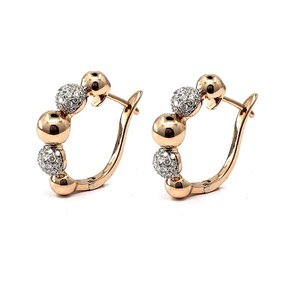 Fabricant chinois de bijoux Boucles d'oreilles créoles rondes en or rose massif 18 carats avec diamants véritables de qualité supérieure pour femme - Product Image 3