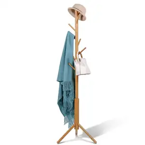 Porte-manteau en bambou support autoportant avec étagère porte-manteau en bois autoportant 8 crochets cintre 8 crochets pour la maison