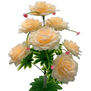 Wholesale custom Indoor decoration white roses artificial flower velvet rose flowers