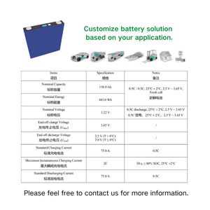 แบตเตอรี่ลิเธียมไอออนแบบแท่งปริซึม 3.2V 150Ah ความจุสูง รอบการใช้งานยาวนาน  ออกแบบเพื่อประสิทธิภาพสูงสุด - Product Image 4