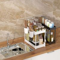 Organisateur sous évier multifonctionnel à double niveau en plastique écologique polyvalent pour un rangement facile des aliments dans la cuisine