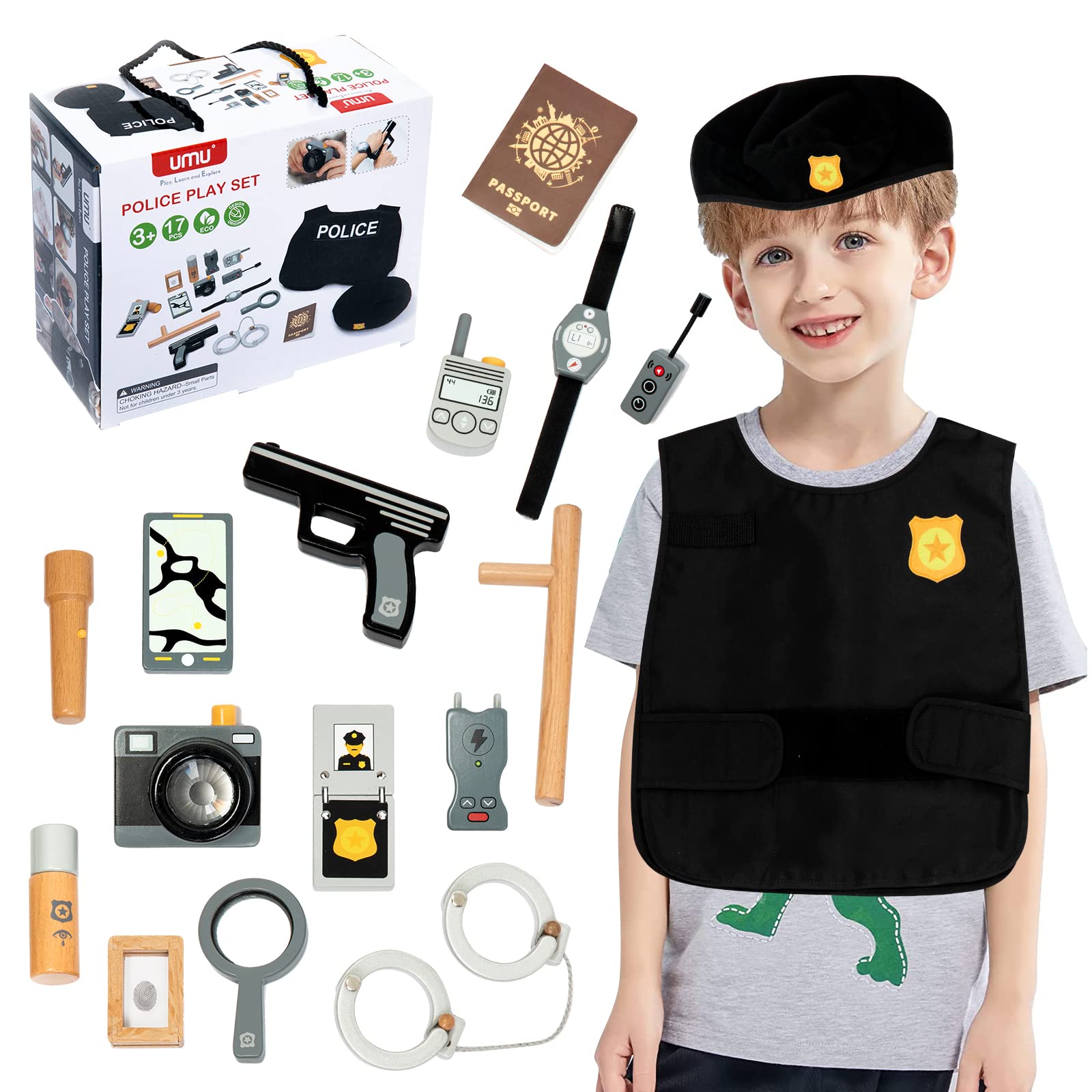 Полицейский костюм для мальчиков, комплект одежды офицера полиции, комплект для ролевых игр, головной убор и униформа, наряд для Хэллоуина