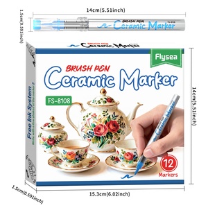 Rotuladores de Pintura Permanente <span class=keywords><strong>para</strong></span> Cerámica de 12 Colores, Marcadores de <span class=keywords><strong>Porcelana</strong></span> con Punta de Pincel de 0.5-5 mm, Marcadores de Pintura Acrílica Resistentes al Agua y a la Decoloración - Product Image 3