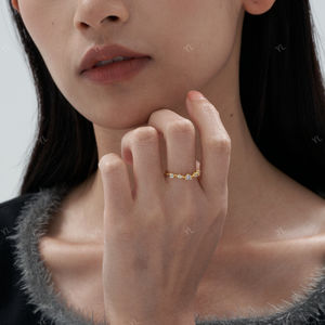 Anillos ajustables abiertos chapados en oro de Zirconia cúbica de Plata de Ley 925 para aniversario, compromiso, boda o fiesta - Product Image 2