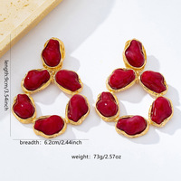 Perhiasan Fashion OEM/ODM Anting Bunga Besar Berlapis Logam Anting Daun Berongga Emas Anting Geometris Resin Amber Anting Afrika
